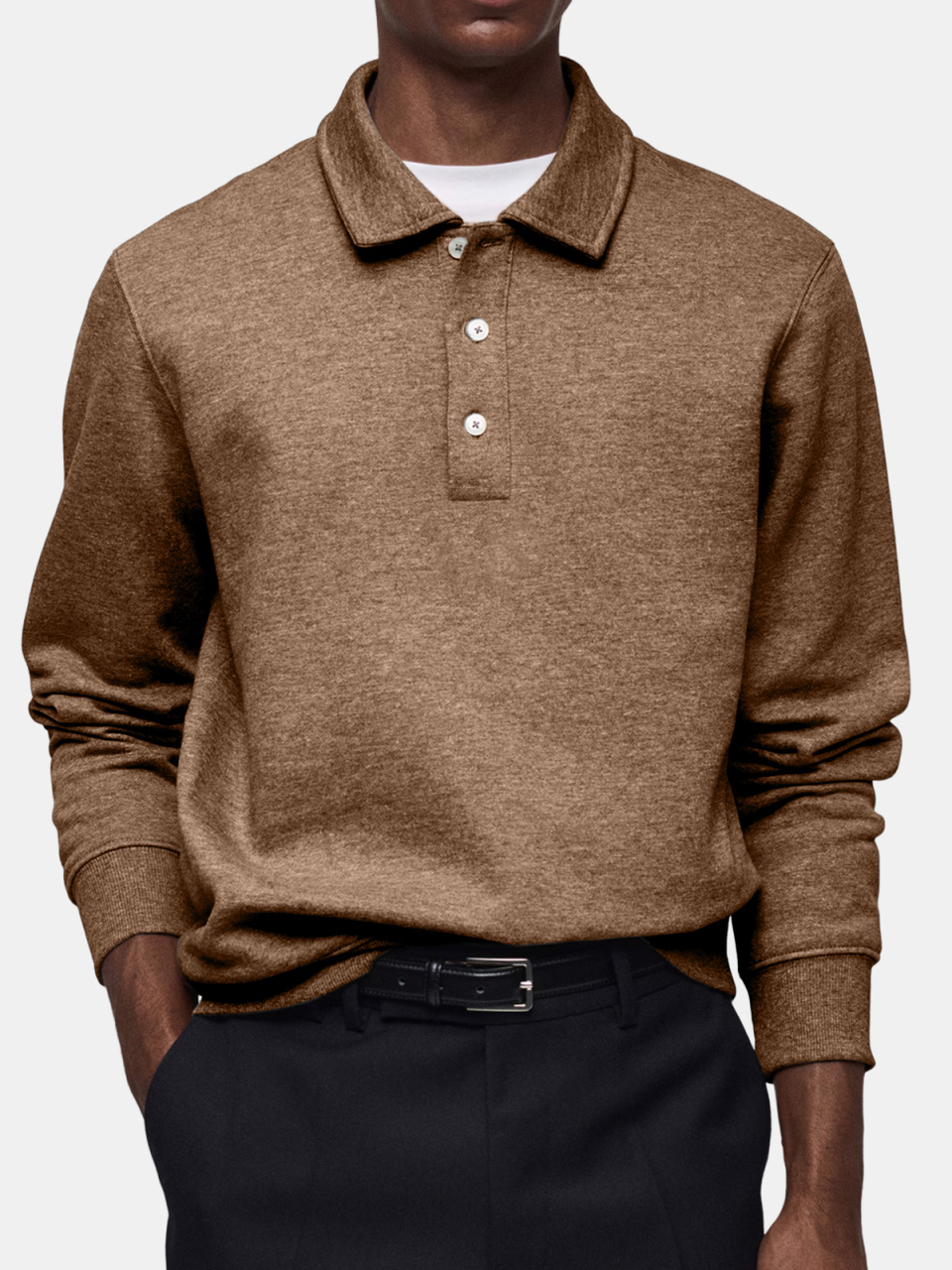 Men's Casual Daily Solid Color Lapel Button-up Polo Shirt