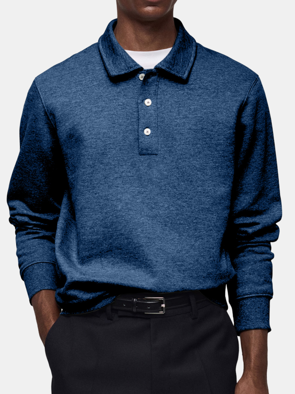 Men's Casual Daily Solid Color Lapel Button-up Polo Shirt