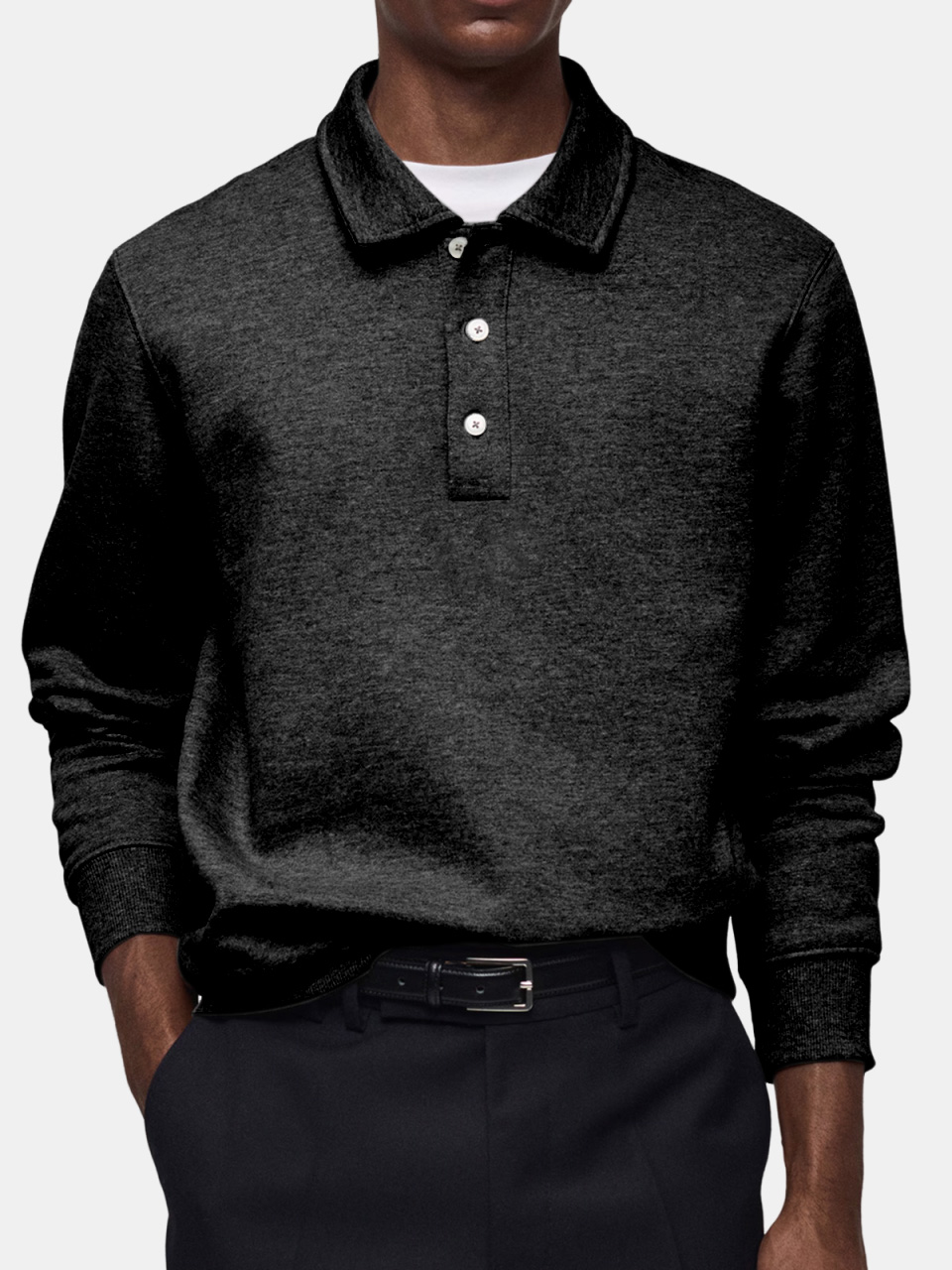 Men's Casual Daily Solid Color Lapel Button-up Polo Shirt