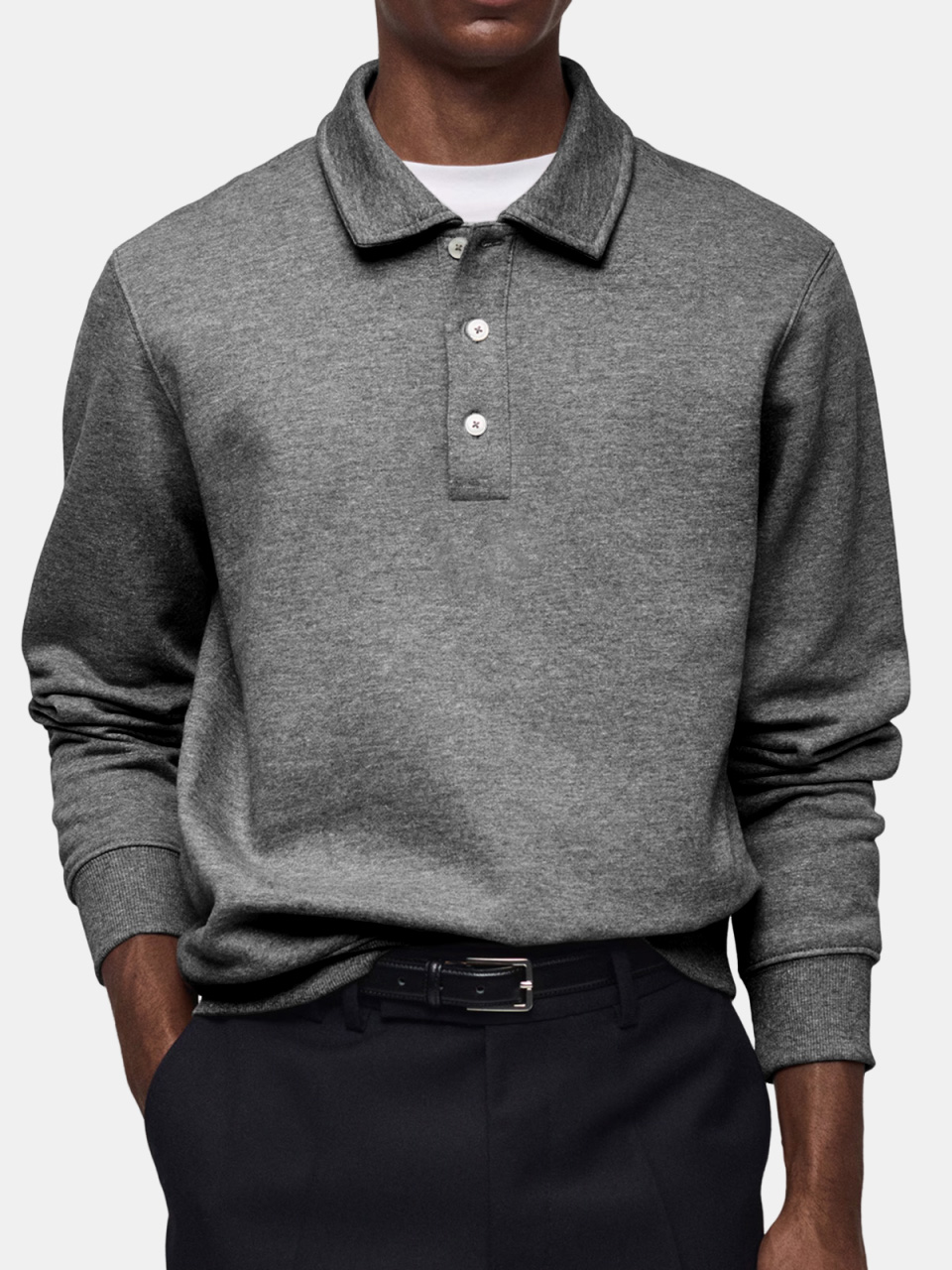 Men's Casual Daily Solid Color Lapel Button-up Polo Shirt