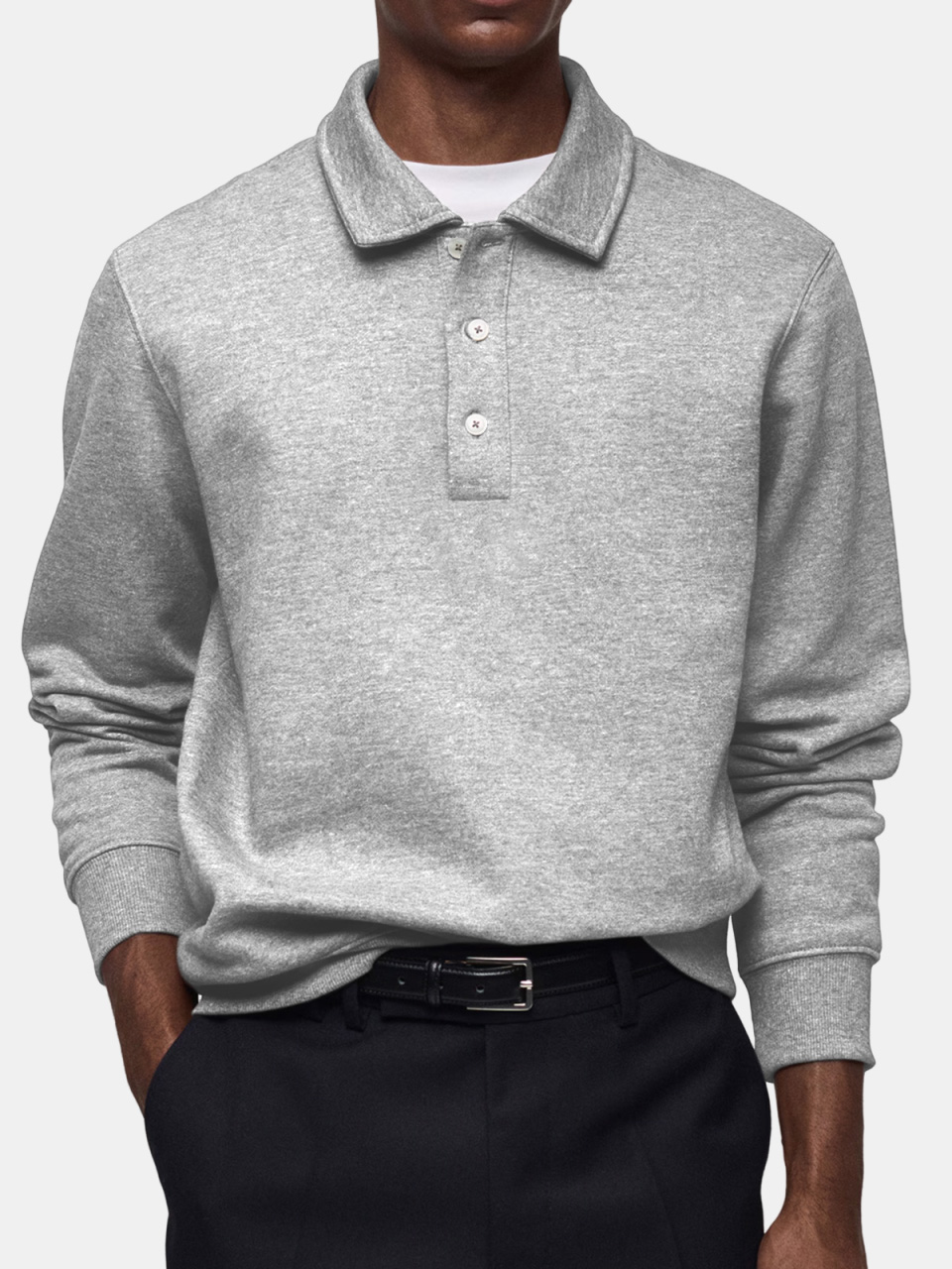 Men's Casual Daily Solid Color Lapel Button-up Polo Shirt