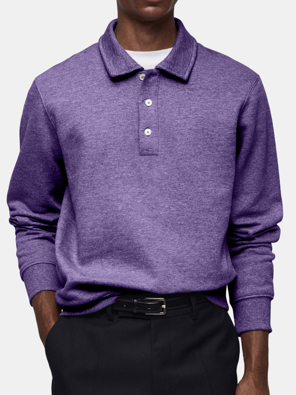 Men's Casual Daily Solid Color Lapel Button-up Polo Shirt