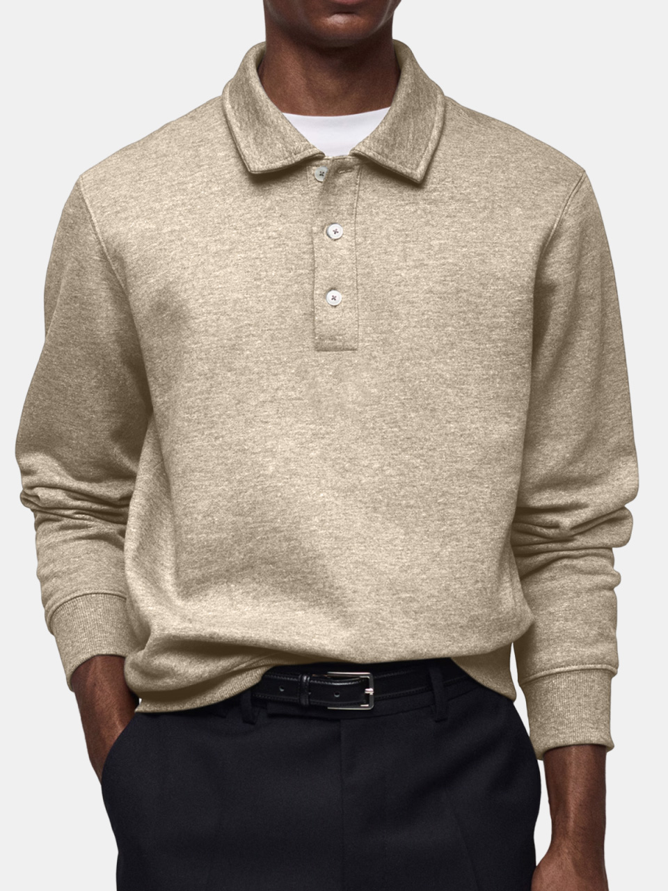 Men's Casual Daily Solid Color Lapel Button-up Polo Shirt