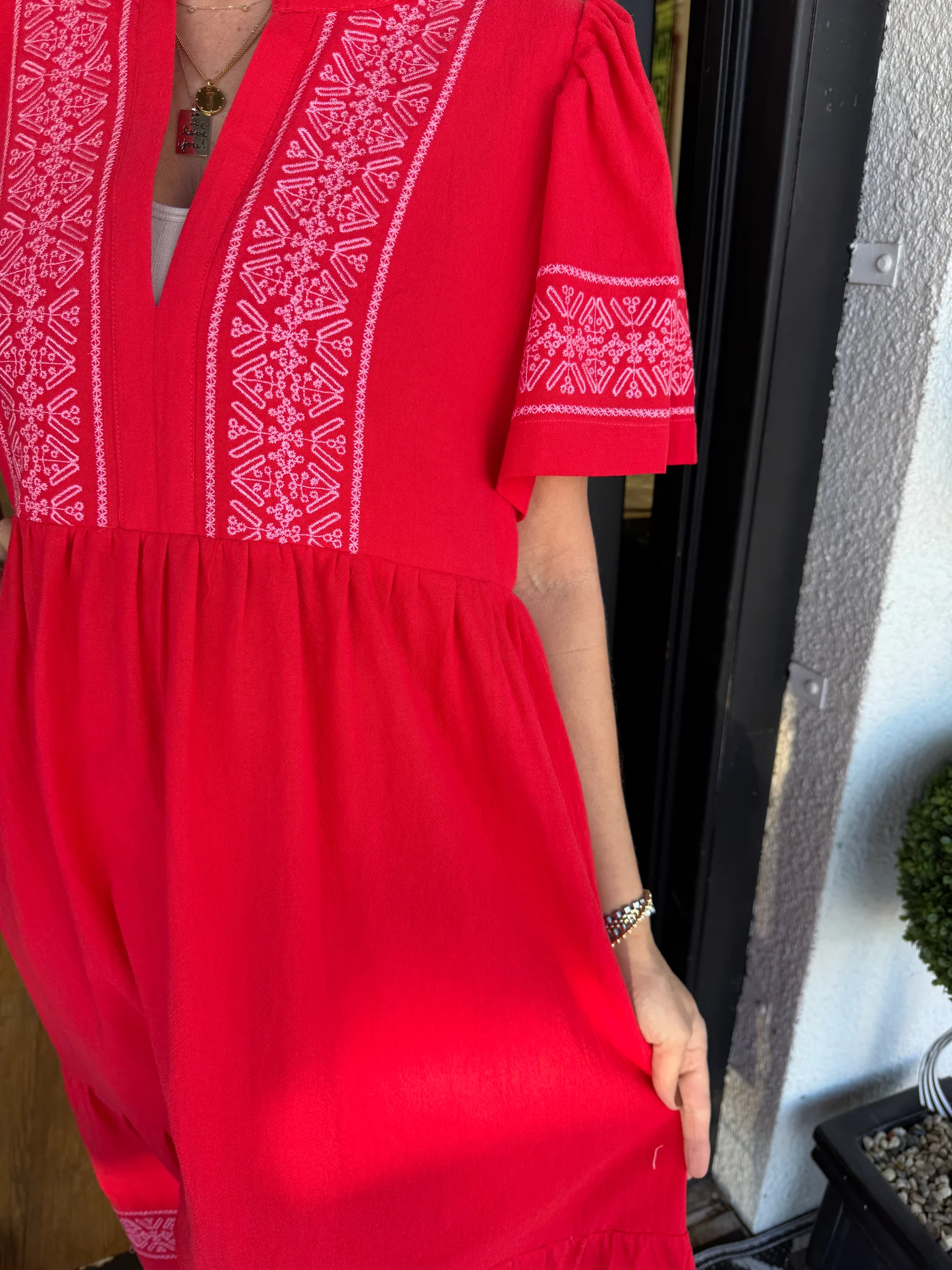 V-Neck layered Boho Maxi Dress With Pockets (Buy 2 Free Shipping)