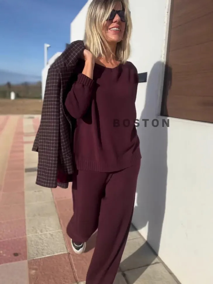 2025 Hot Sale Soft Cashmere Casual Sweater Suit