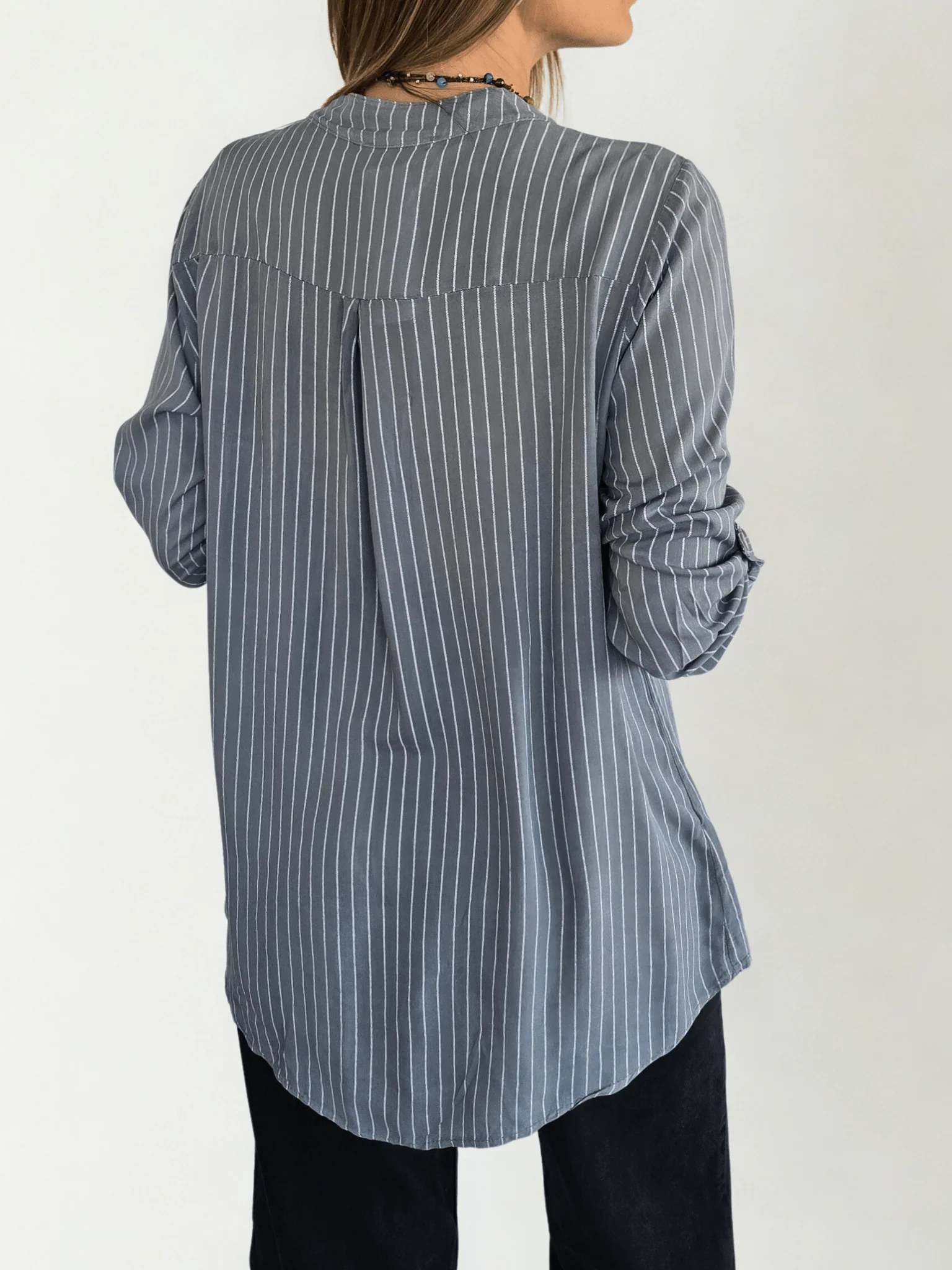 Striped sequined casual loose shirt