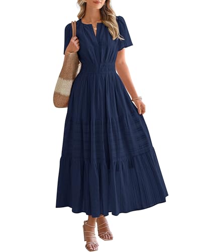 Button Front Tiered Short Sleeve Maxi Dress