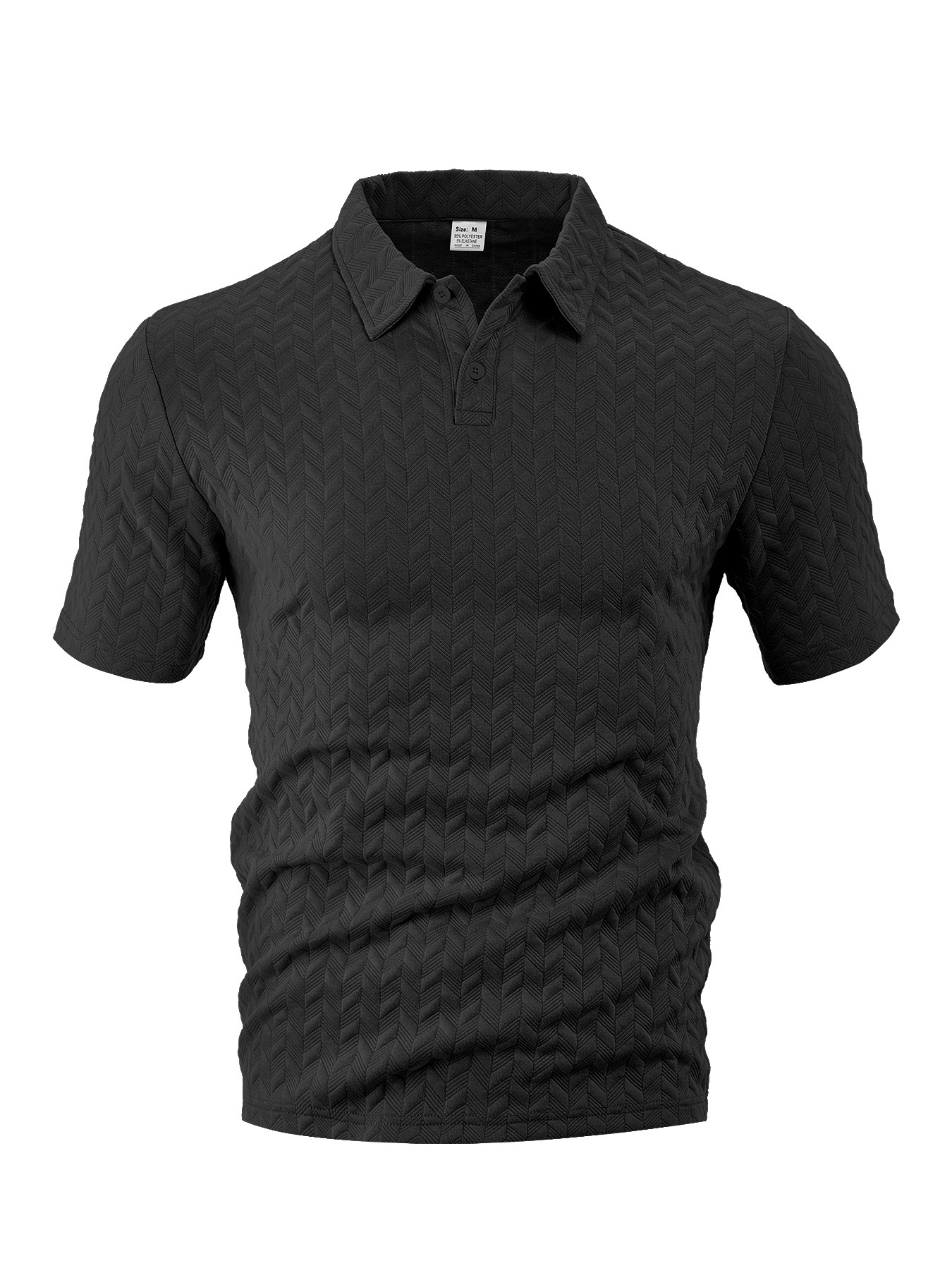 Casual solid color breathable jacquard POLO shirt