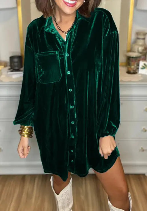 Elegant Pocket Ultra Luxe Velvet Dress