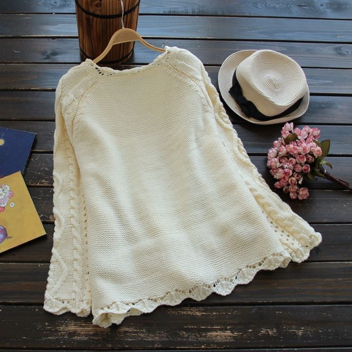 Vintage Jacquard Weave Pocket Button Comfy Sweater