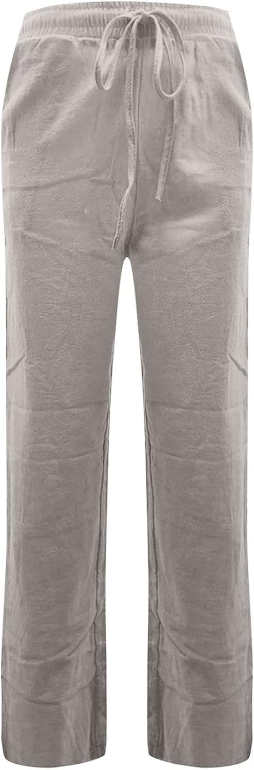 BDNXTV Casual Pants for Women, Women Drawstring Slim Fit Pant Pockets Lightweight Breathable Solid Color Summer Trousers