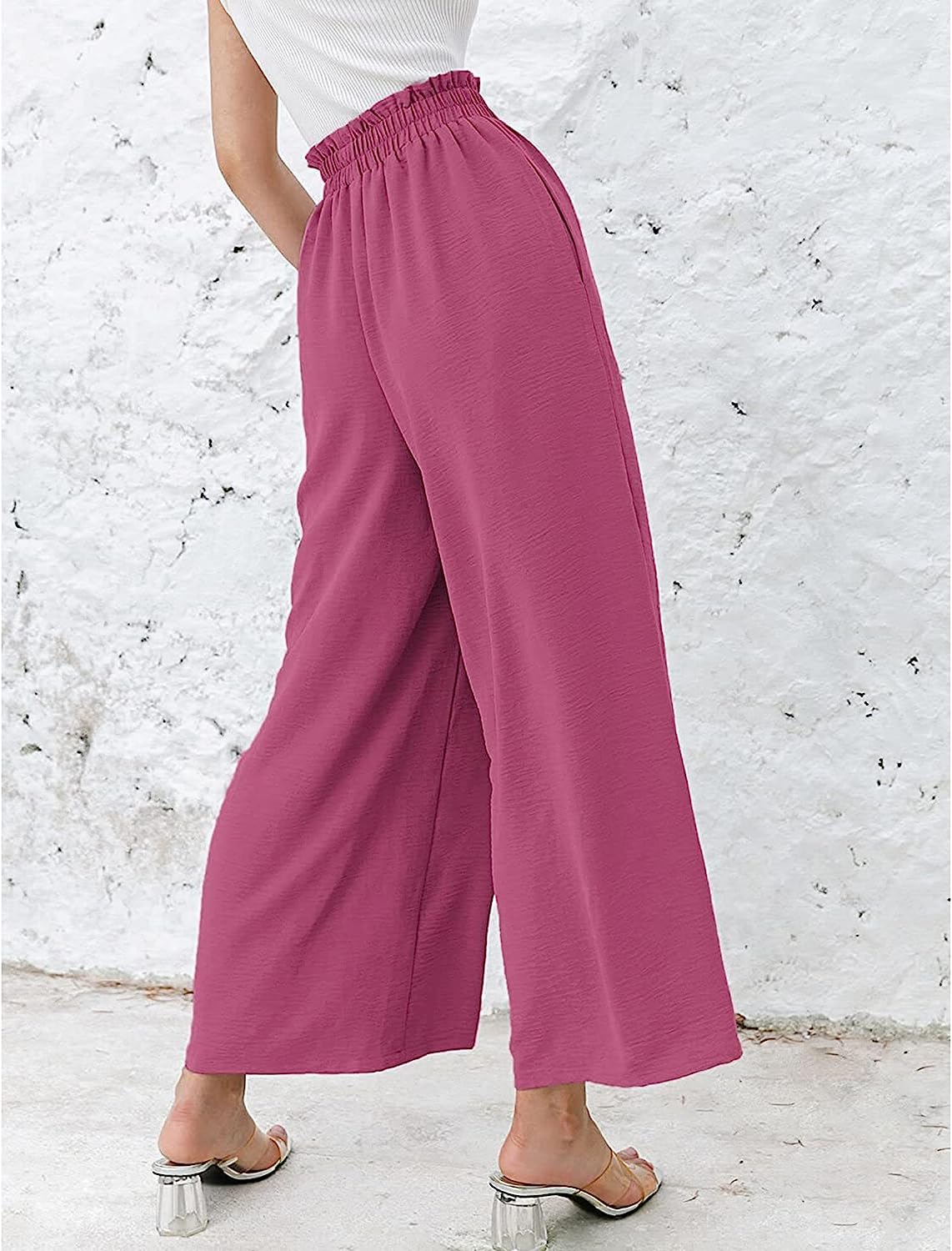 Awoscut Women High Waisted Straight Leg Pants Wide Leg Casual Summer Trouser Comfy Office Work Relaxed Fit Lounge Sweatpants
