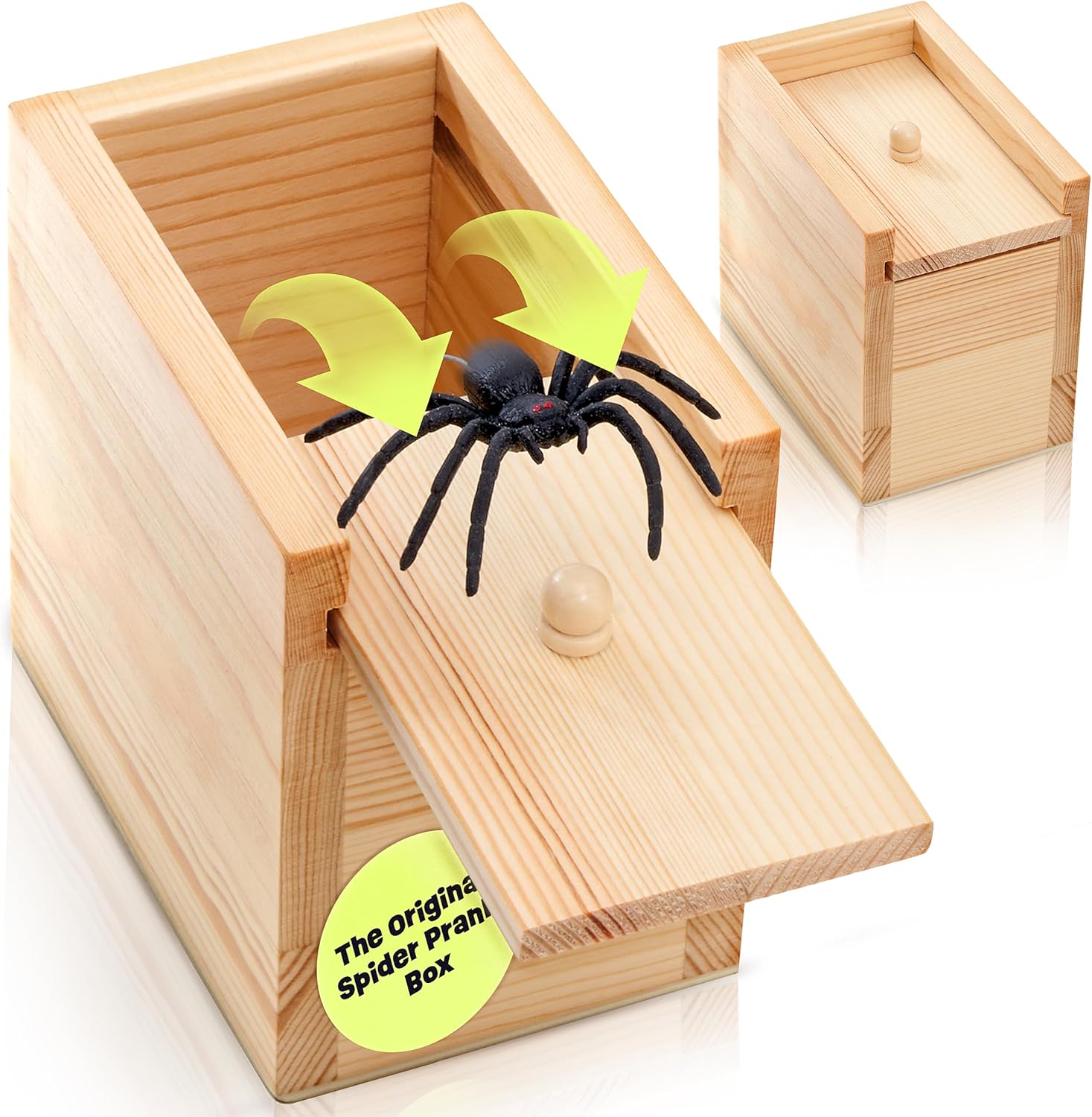 Original Spider Prank Box – Wooden Prank Toy & Jump Scare Prank Gift