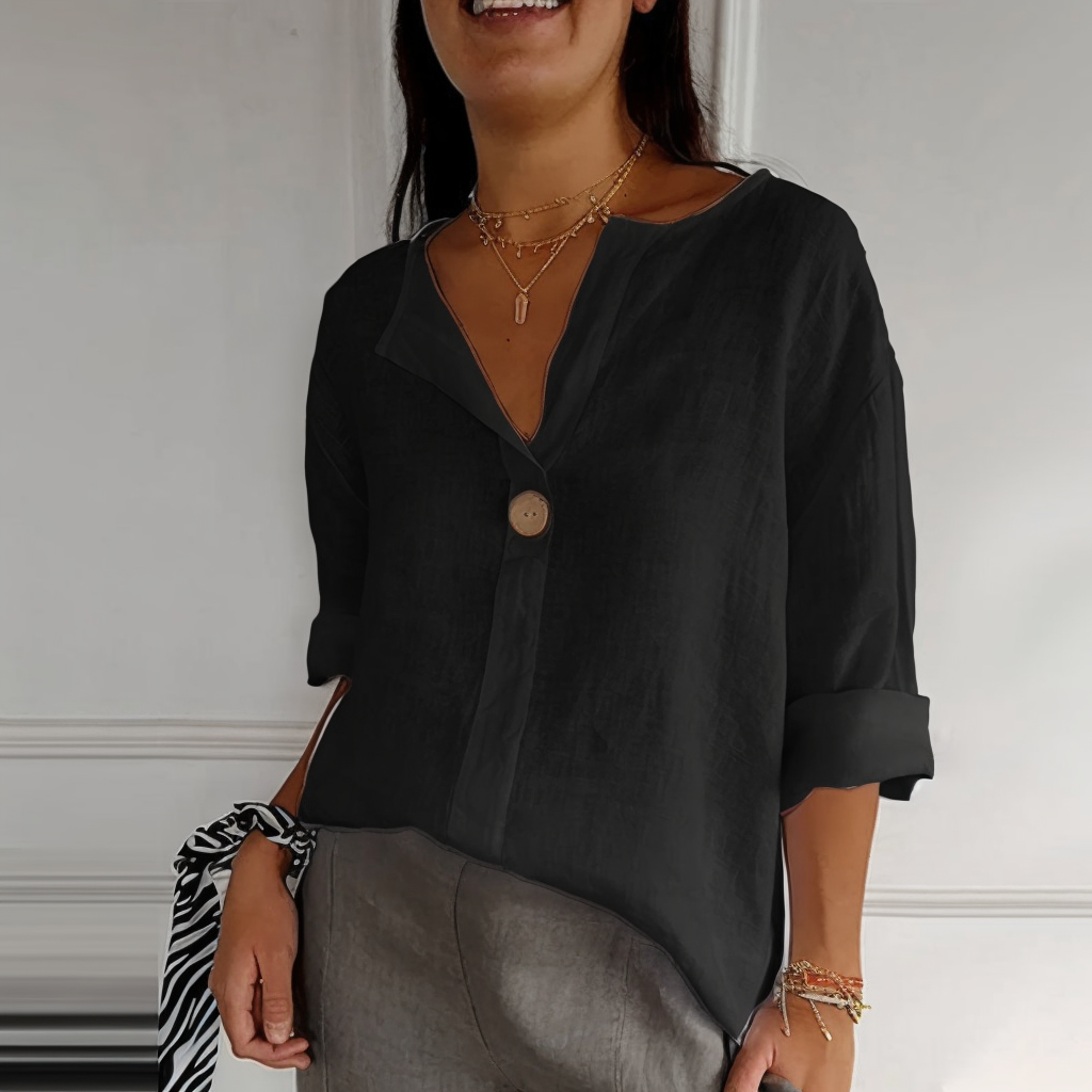 Women's Linen-Cotton V-Neck Comfortable Top