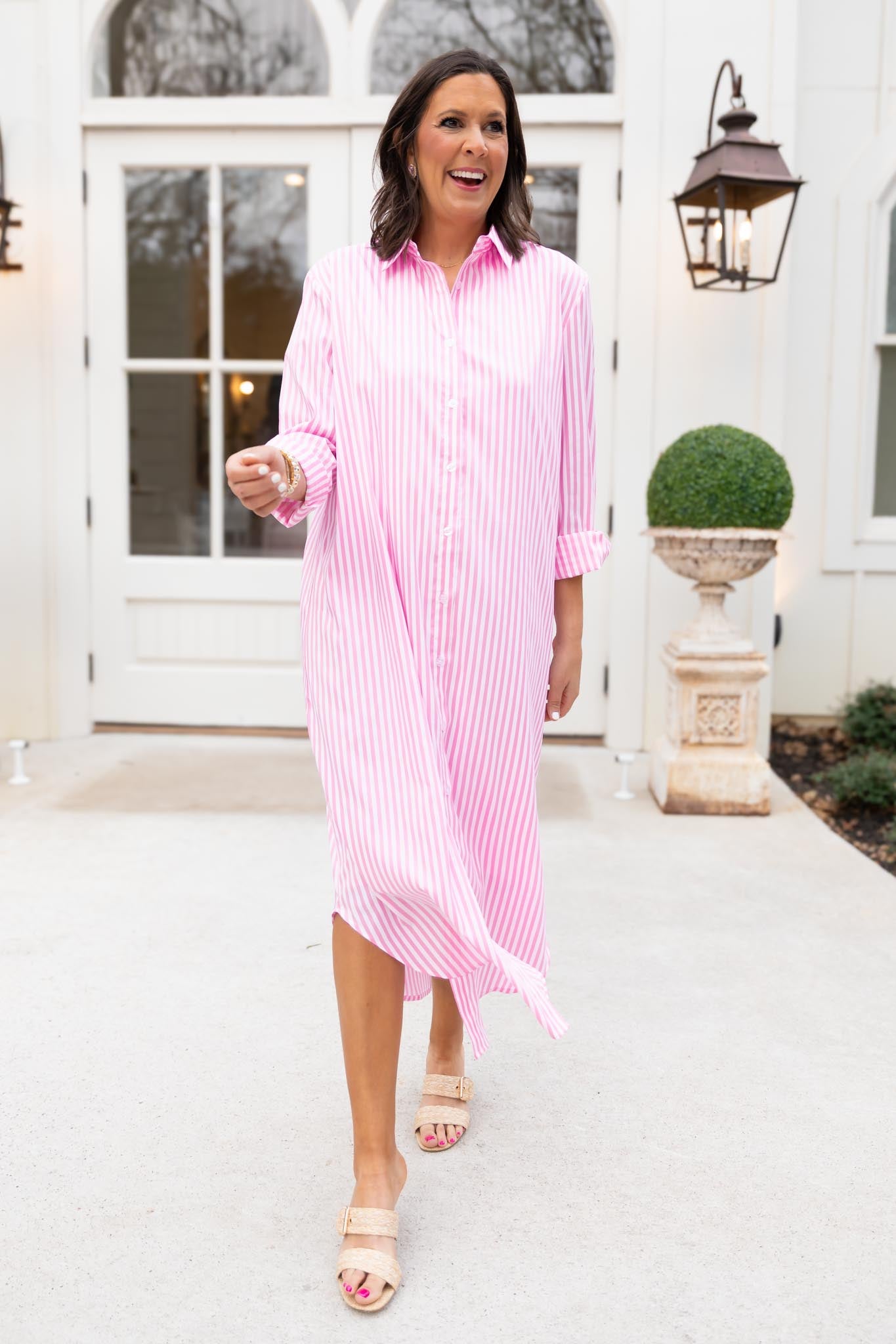 SSYS Saylor Preppy Shirt Dress In Pink