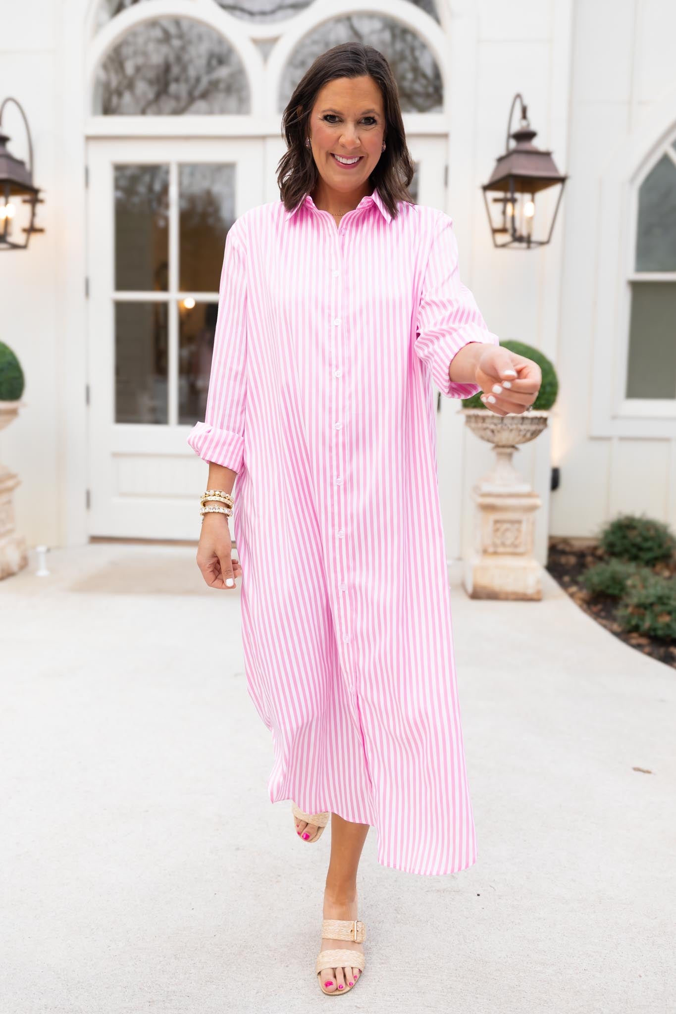 SSYS Saylor Preppy Shirt Dress In Pink
