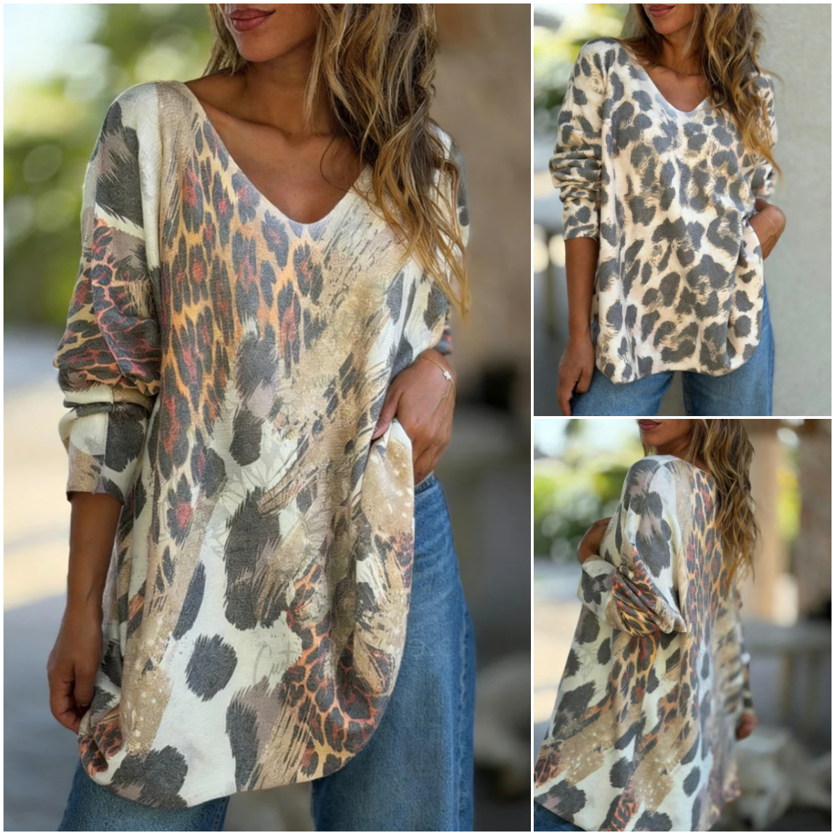2026 Casual Loose Long Shirt leopard Print