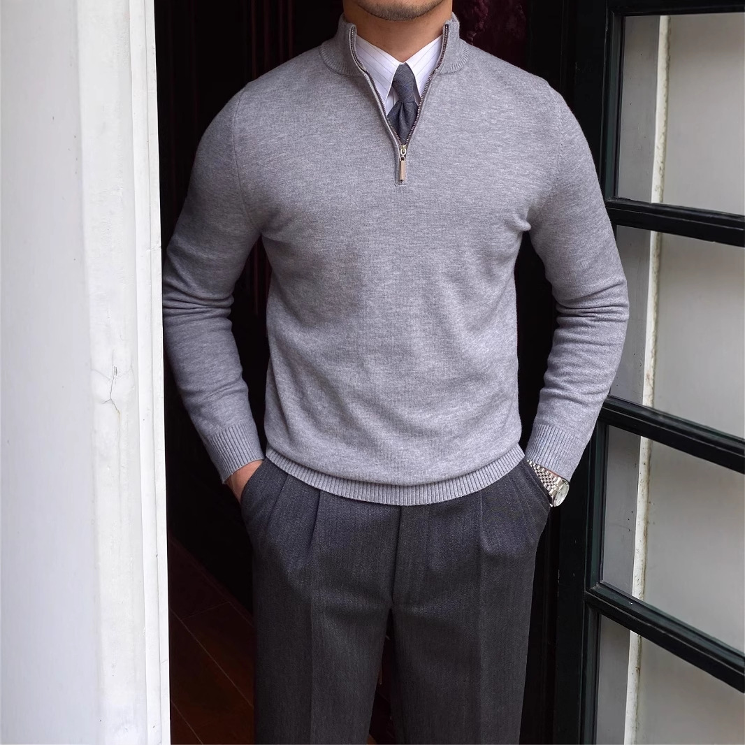 Gentleman's Business Three-Quarter Zip Sweater