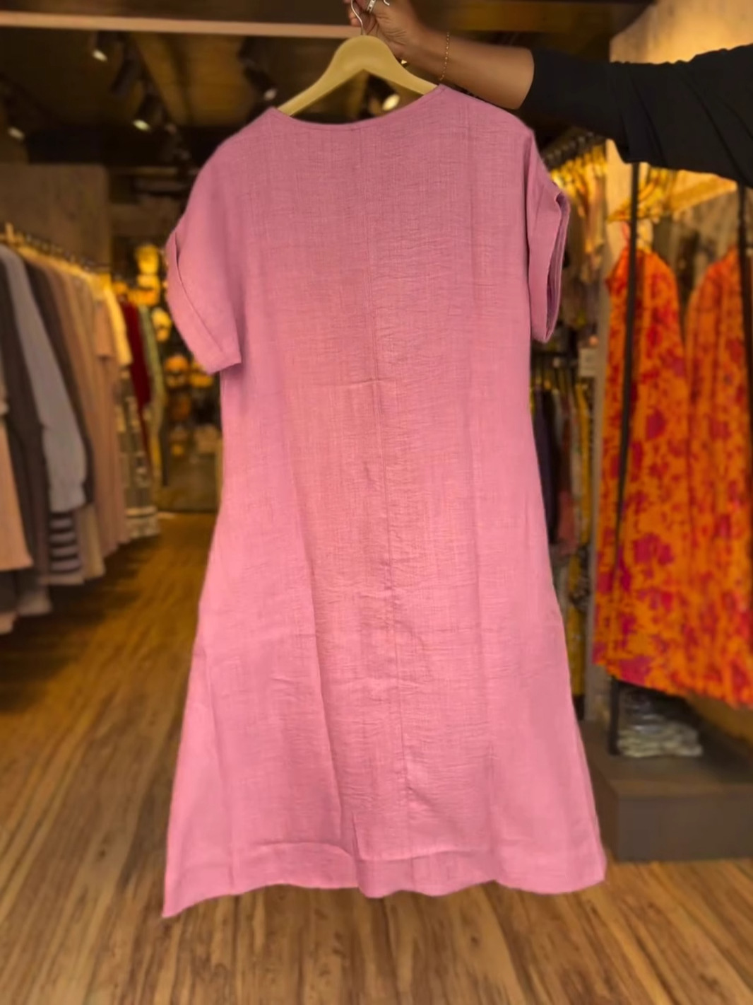 Solid Color Linen Dress With Pockets