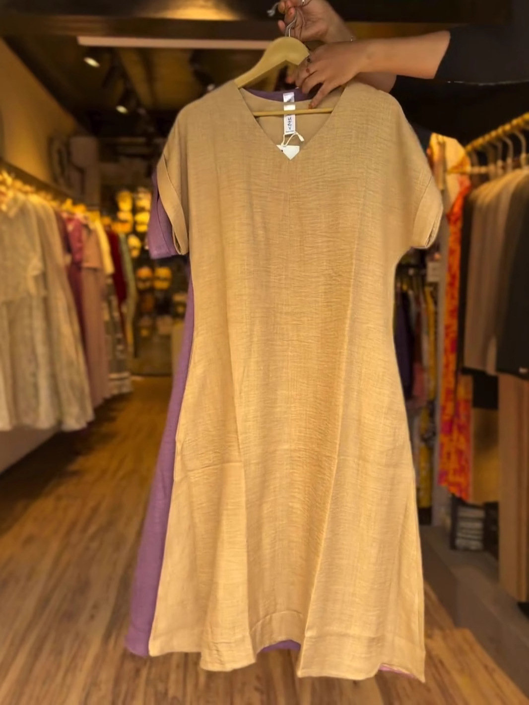 Solid Color Linen Dress With Pockets