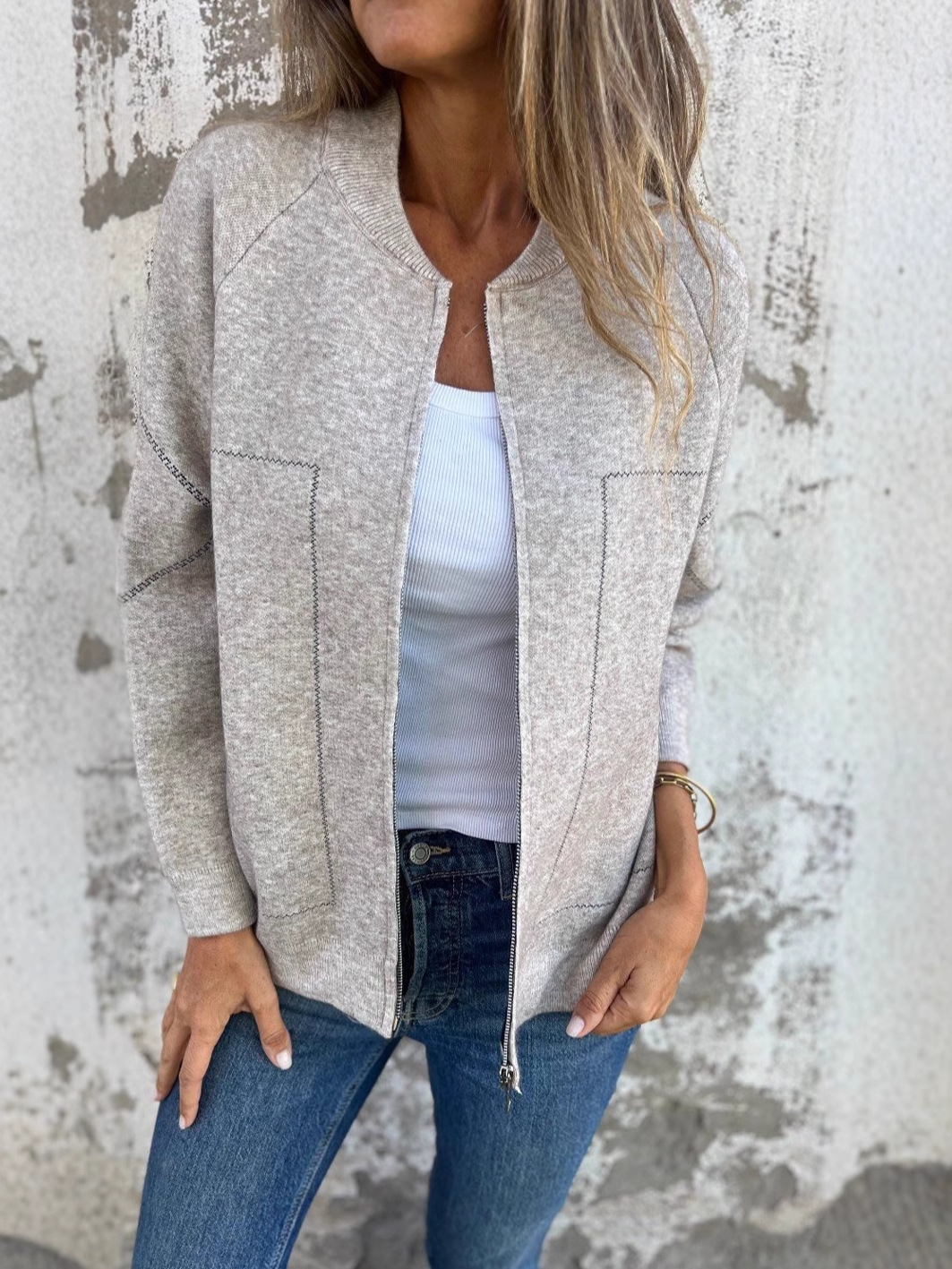 Casual Zipper Solid Jacket