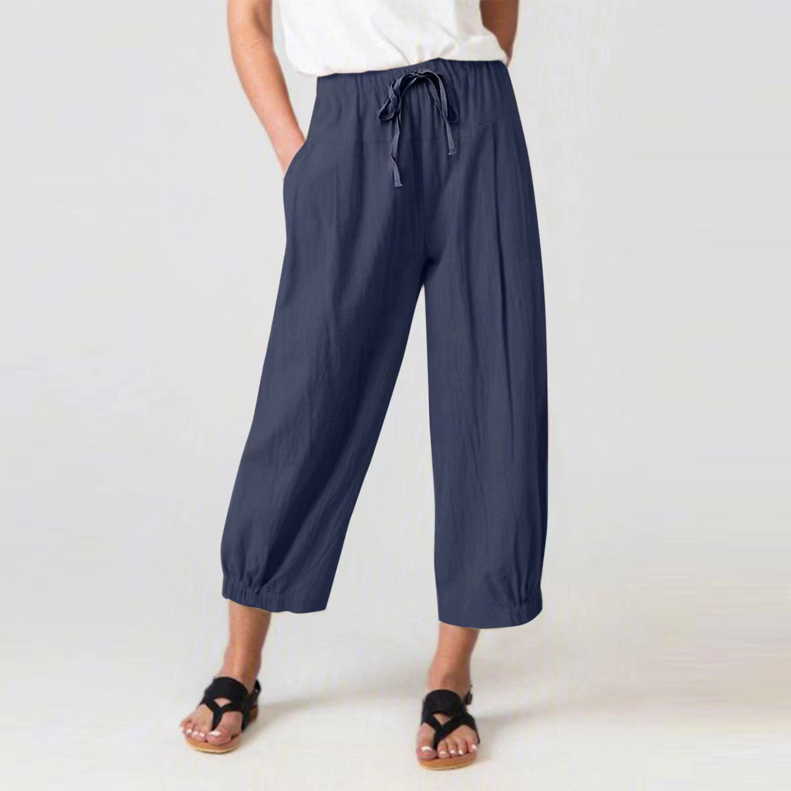 WOMEN'S SUMMER CAPRI WIDE LEG FLOWER PANTS