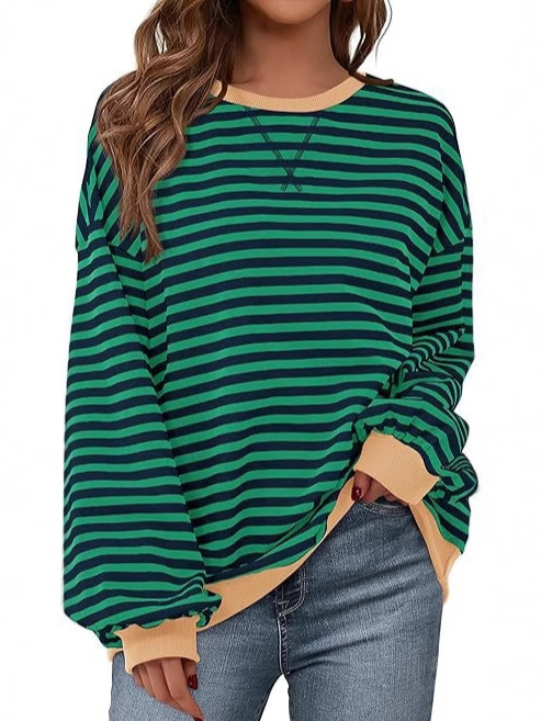 2024 Fall Clothes Long Lantern Sleeve Soft Loose Crew Neck Sweatshirts