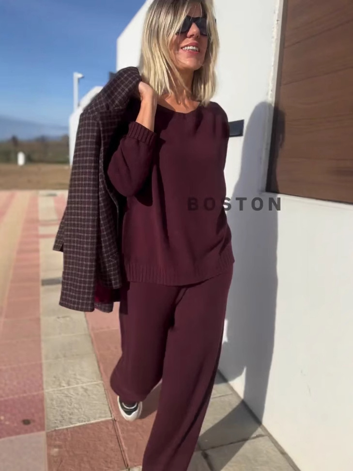 2024 Hot Sale Soft Cashmere Casual Sweater Suit