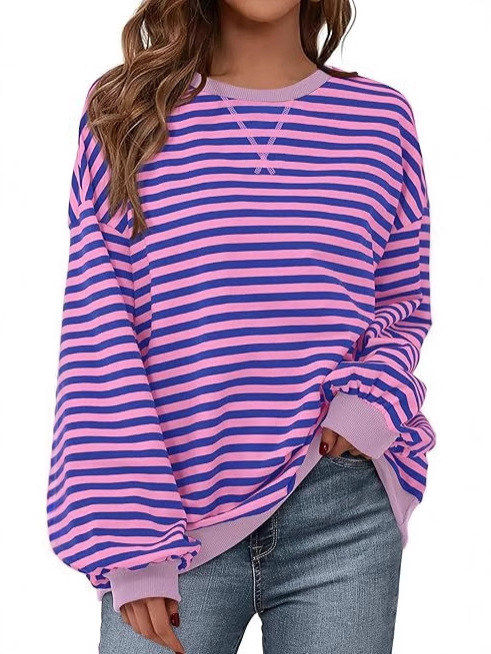 2024 Fall Clothes Long Lantern Sleeve Soft Loose Crew Neck Sweatshirts