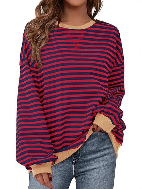 2024 Fall Clothes Long Lantern Sleeve Soft Loose Crew Neck Sweatshirts