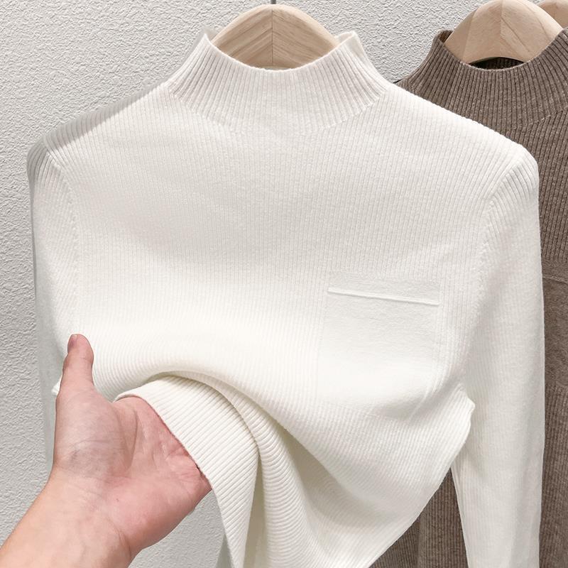 women's European knitted pullover solid color top