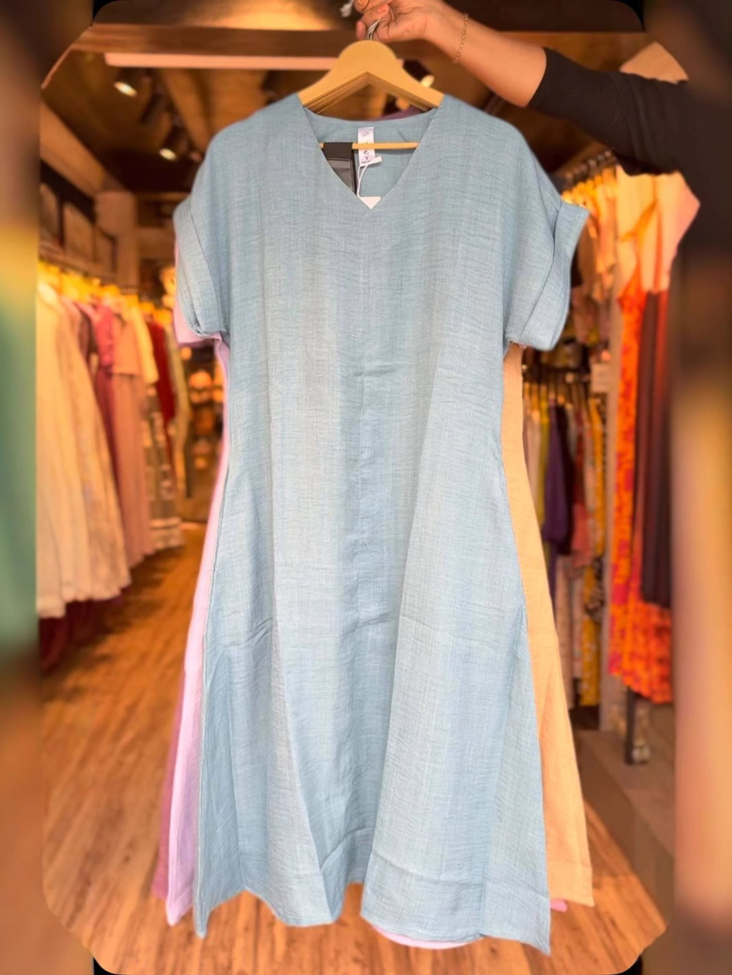 Solid Color Linen Dress With Pockets