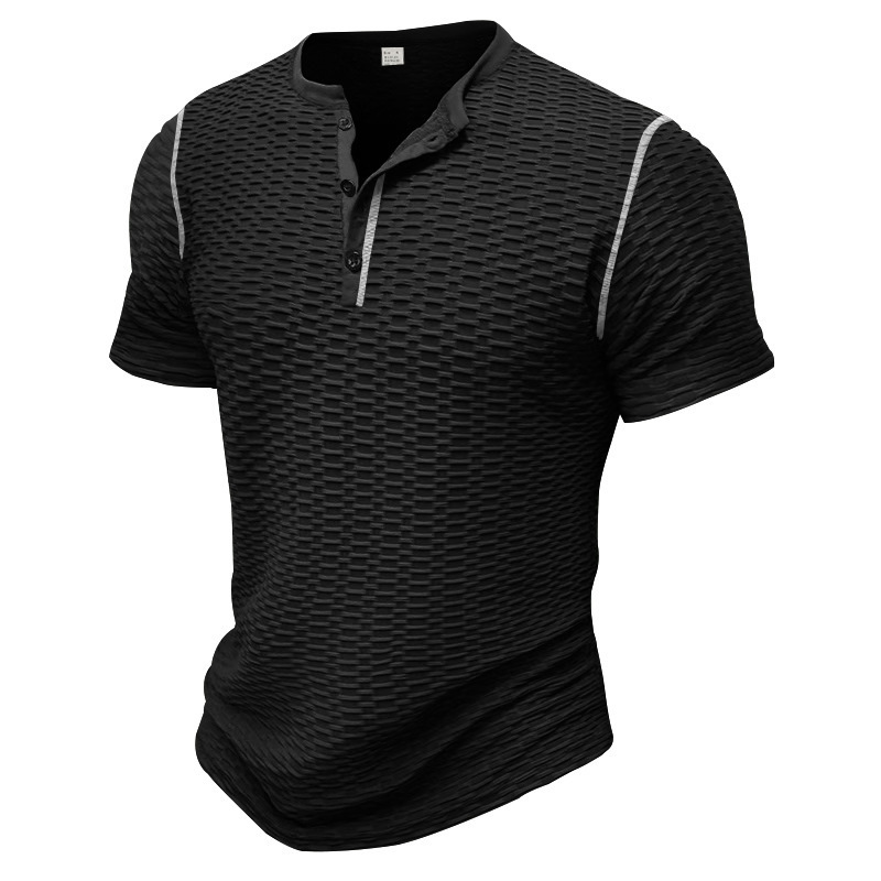 Men's Short-Sleeved Casual Breathable Henley Shirt