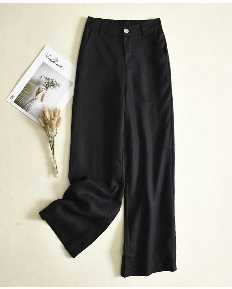 Women's Casual Linen Wide Leg Buttoned Pants