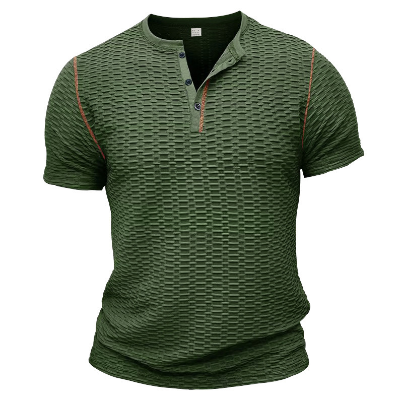 Men's Short-Sleeved Casual Breathable Henley Shirt