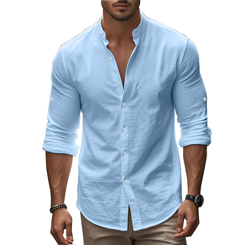 Men's Casual Cotton Stand Collar Shirt