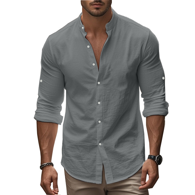 Men's Casual Cotton Stand Collar Shirt