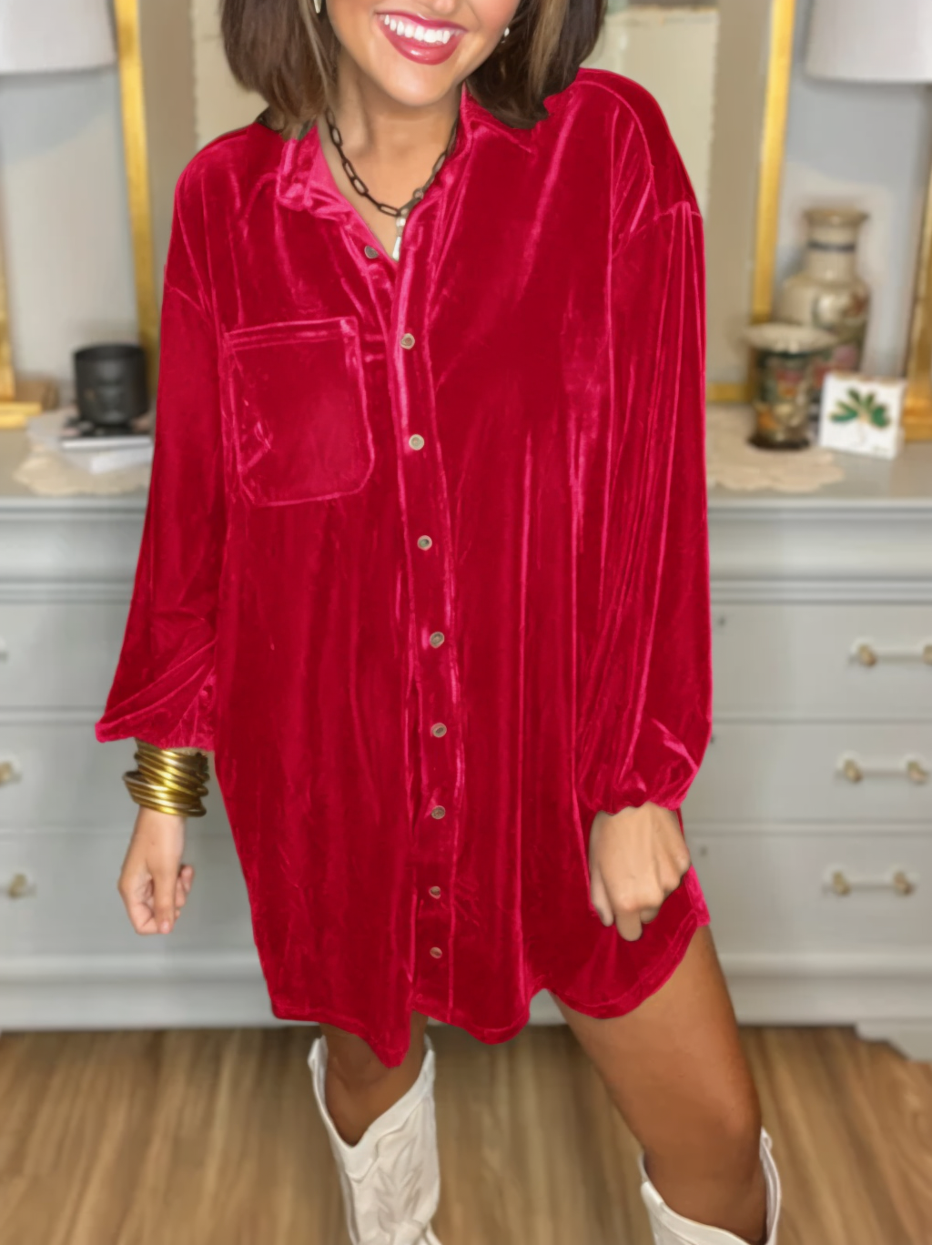 Elegant Pocket Ultra Luxe Velvet Dress