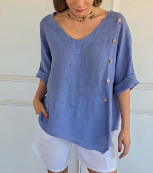 Women's Casual Cotton Linen Buttons Tops
