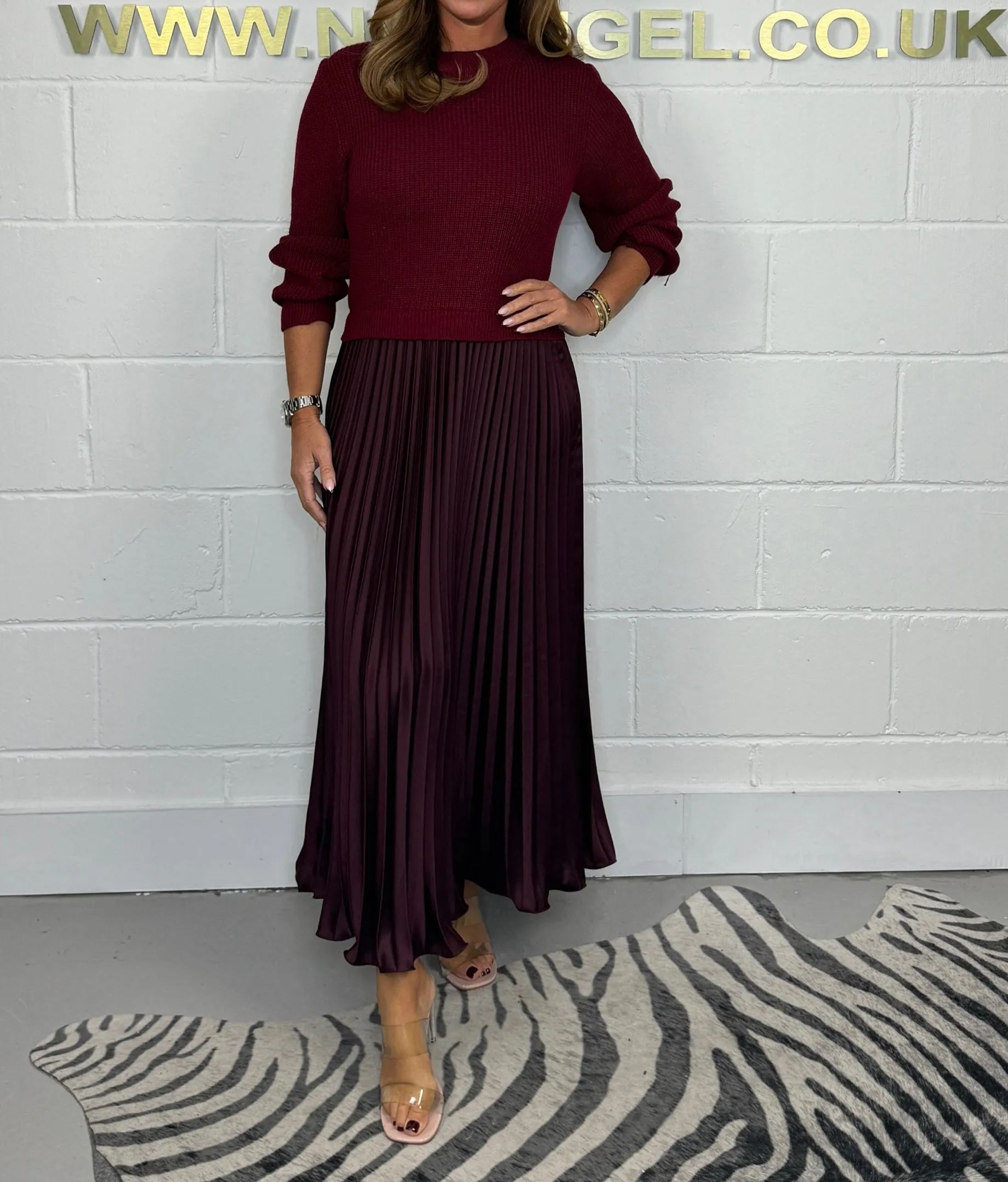 PRE-ORDER!! Long Sleeve Jumper & Pleated Bottom Dress (5 Colours)