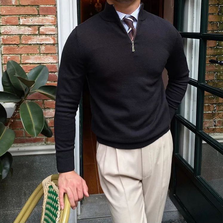 Men's Casual Gentleman Cashmere Zip Sweater