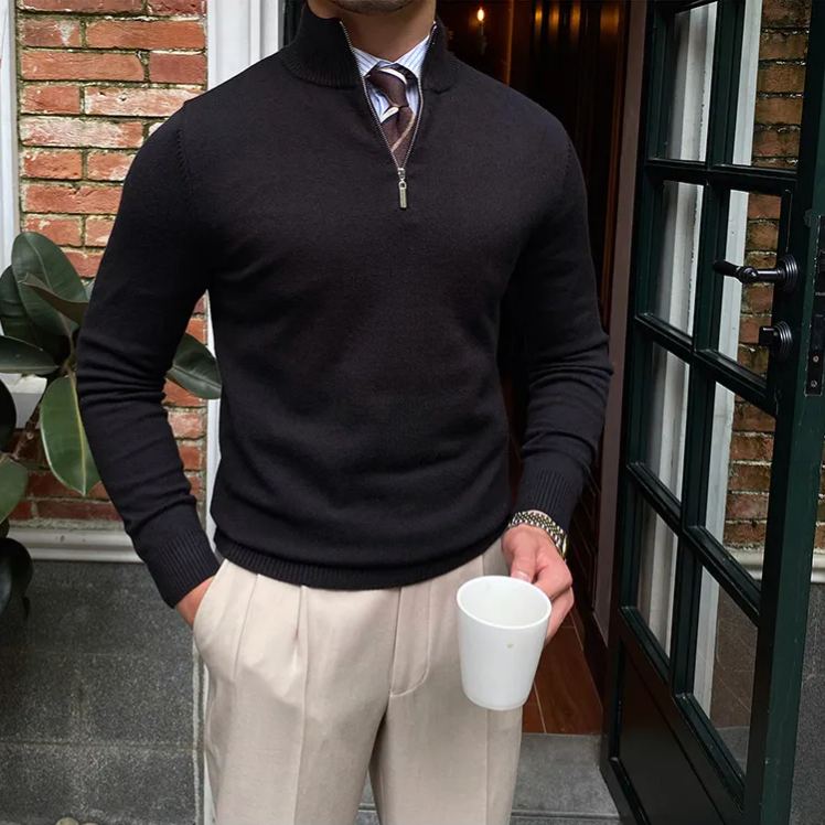Men's Casual Gentleman Cashmere Zip Sweater
