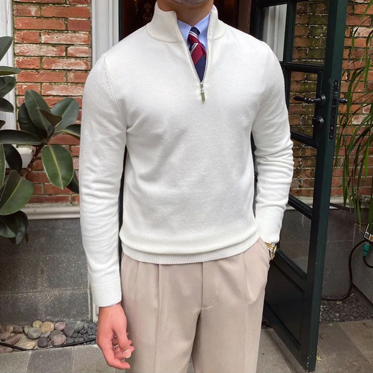 Men's Casual Gentleman Cashmere Zip Sweater