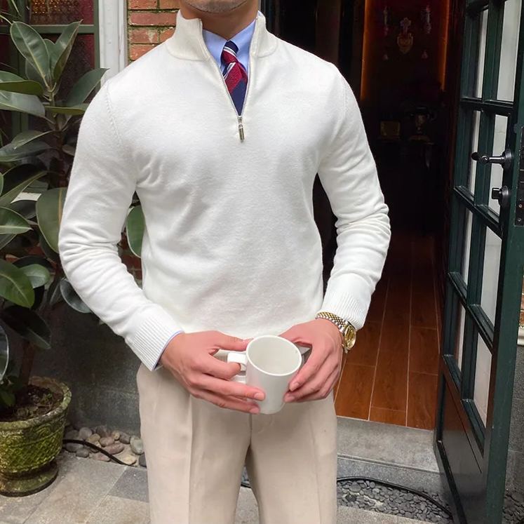Men's Casual Gentleman Cashmere Zip Sweater