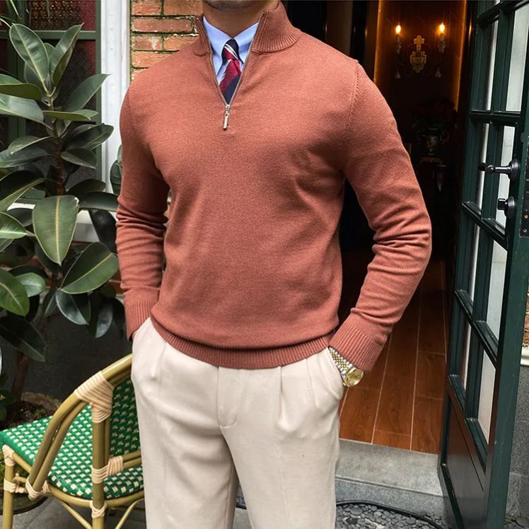 Men's Casual Gentleman Cashmere Zip Sweater