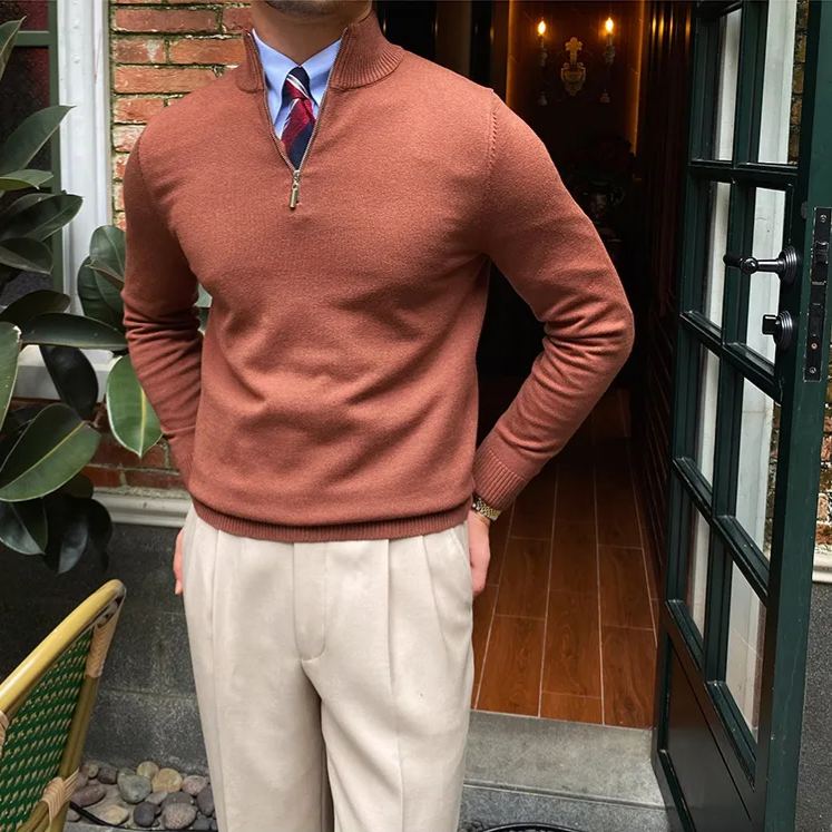 Men's Casual Gentleman Cashmere Zip Sweater