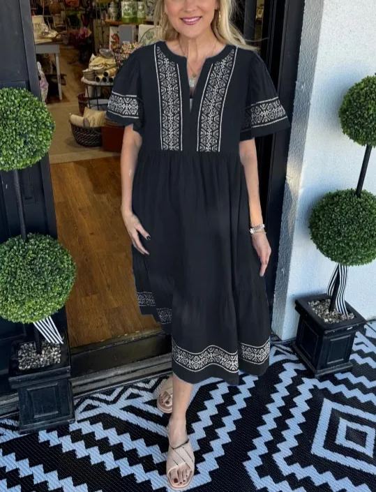 V-Neck layered Boho Maxi Dress With Pockets (Buy 2 Free Shipping)