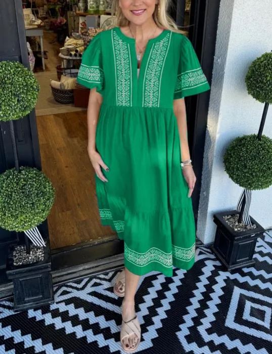 V-Neck layered Boho Maxi Dress With Pockets (Buy 2 Free Shipping)