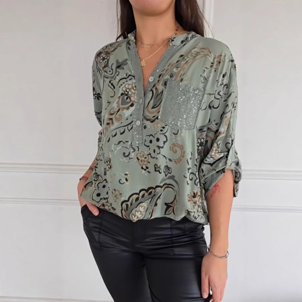 Women's Casual Cotton Leopard Linen Print Tops