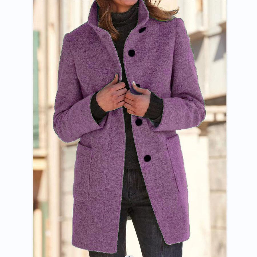 🔥Limited Time Offer 49% OFF🔥Women's retro solid button stand collar woolen coat